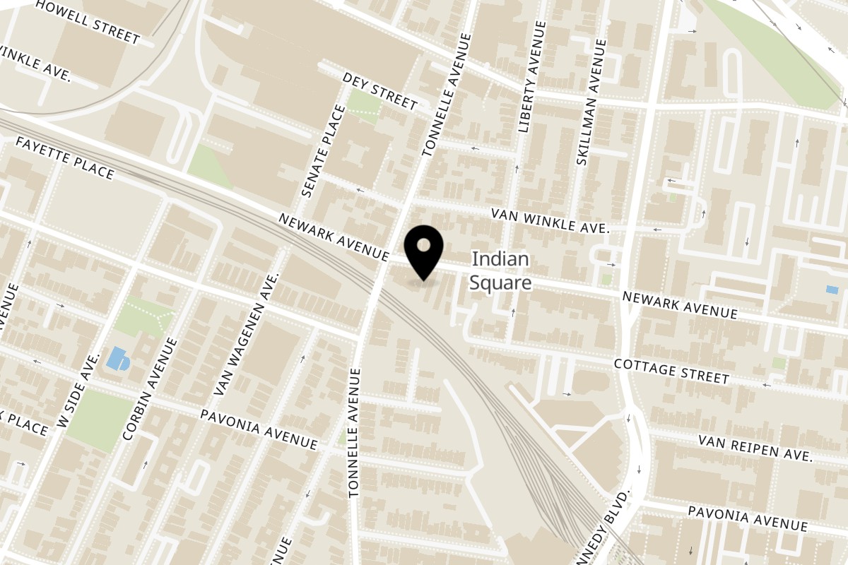 Map showing the location of Pariwaar Delights - The King of Biryani's & Mandi's Jersey City on 827 Newark Ave in Jersey City