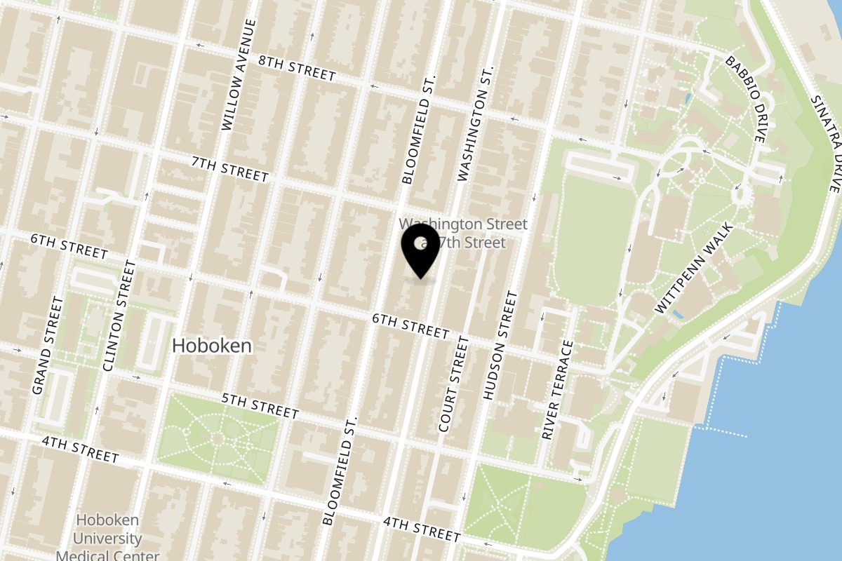 Map showing the location of Pariwaar Delights - The King of Biryani's & Mandi's Hoboken on 616 Washington St in Hoboken